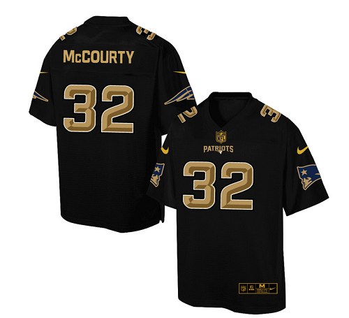 Men's Elite Devin McCourty Nike Jersey Black - #32 Pro Line Gold Collection NFL New England Patriots